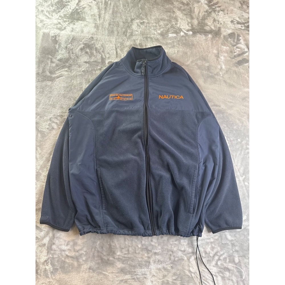 Nautica Head Of The Charles Regatta Fleece Jacket Men 2XL Navy Blue Full Zip